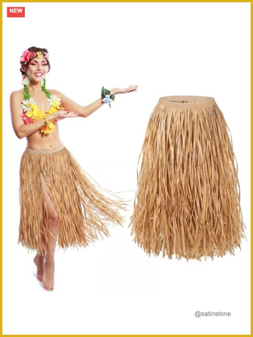 Raffia Hawaiian Grass Skirt 31in Luau Hula Costume Tropical Party